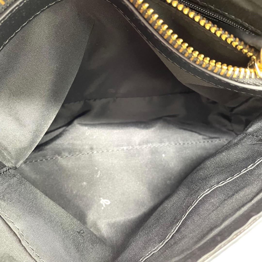 【極美品】アニエスベー　ショルダーバッグ　ロゴ　ゴールド金具　レザー　ブラック