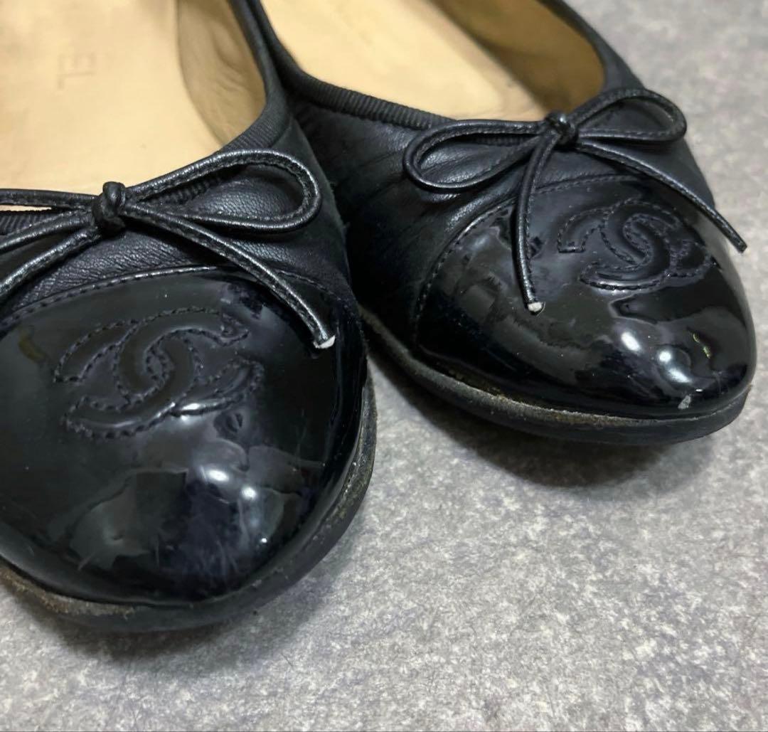じゅんざぶろう　CHANEL シャネル バレエシューズ 37 ブラック 黒