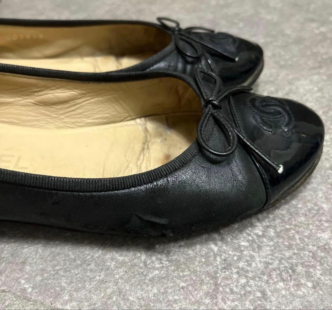 じゅんざぶろう　CHANEL シャネル バレエシューズ 37 ブラック 黒