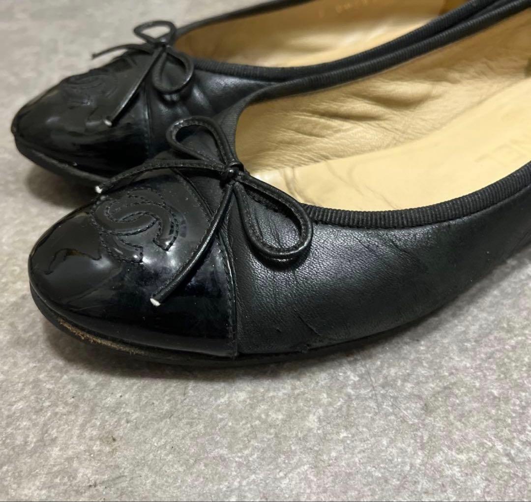 じゅんざぶろう　CHANEL シャネル バレエシューズ 37 ブラック 黒