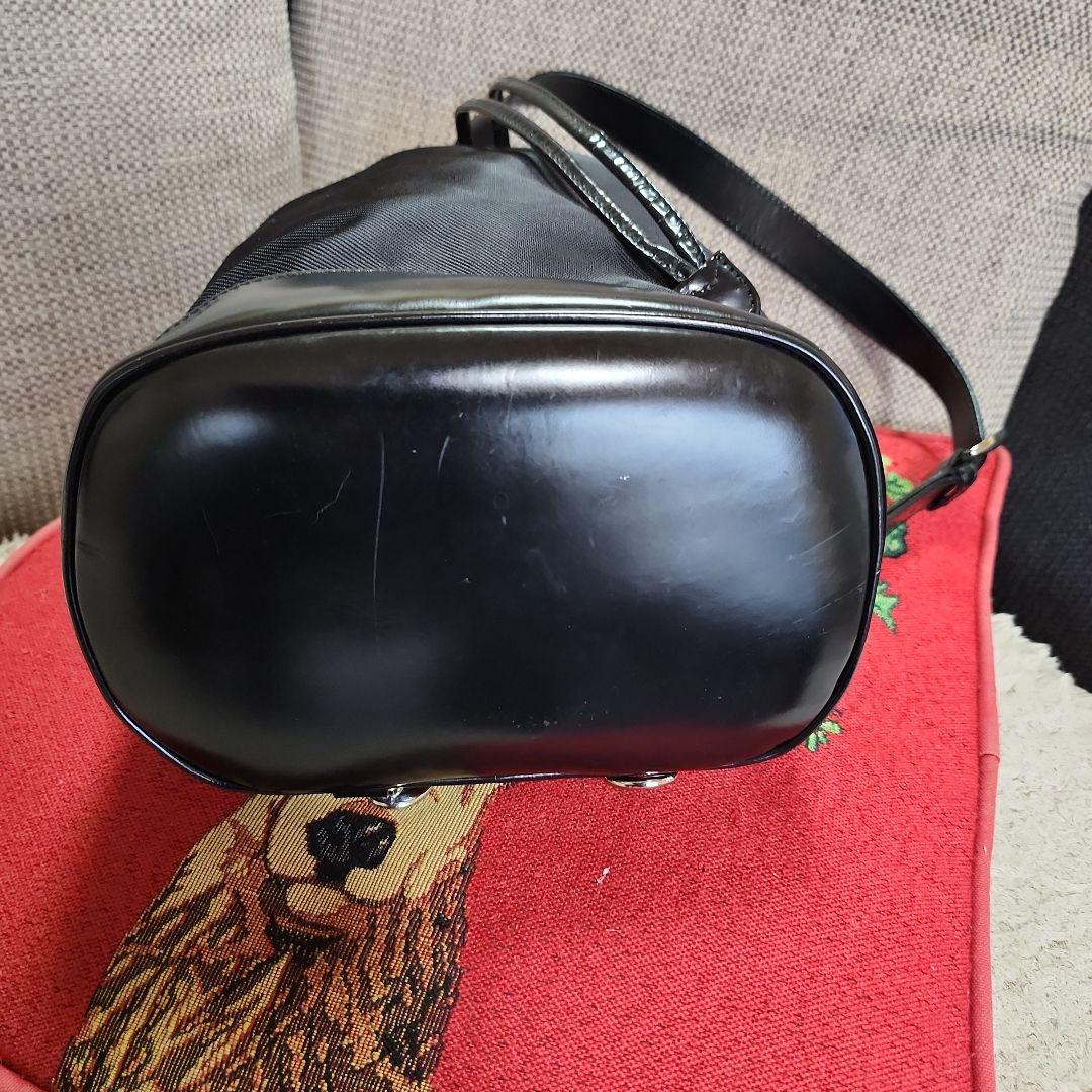 【美品】グッチ バンブー ショルダーバッグ ボンサック ナイロン×レザー 黒