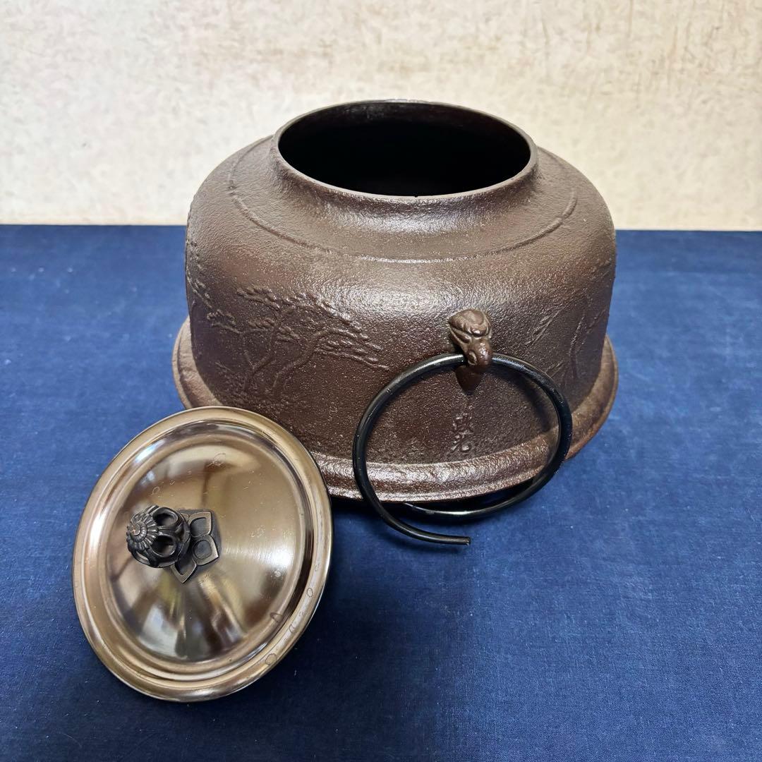 風炉/茶釜/電熱器/唐銅鬼面風炉/野々田製電熱器/敷板/茶道具/お点前道具