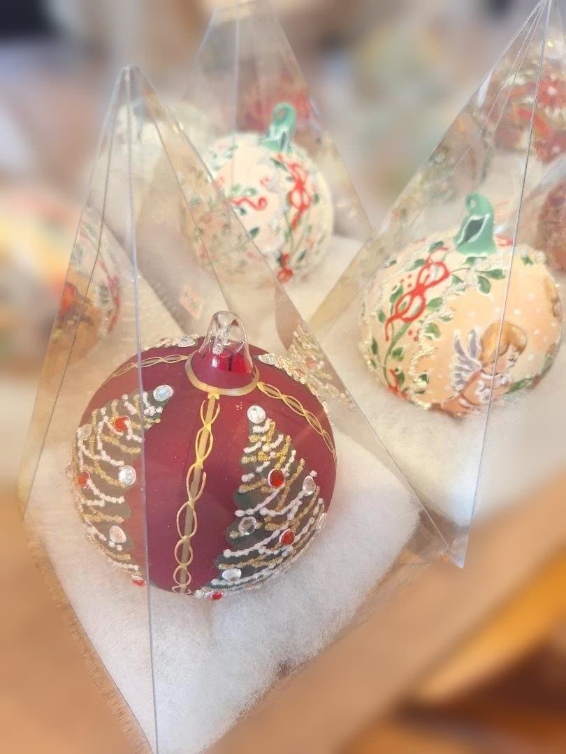 クリスマスオーナメント　手書きグラスボール　オーストリア製
