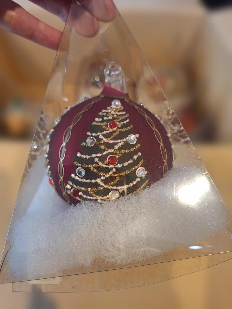 クリスマスオーナメント　手書きグラスボール　オーストリア製