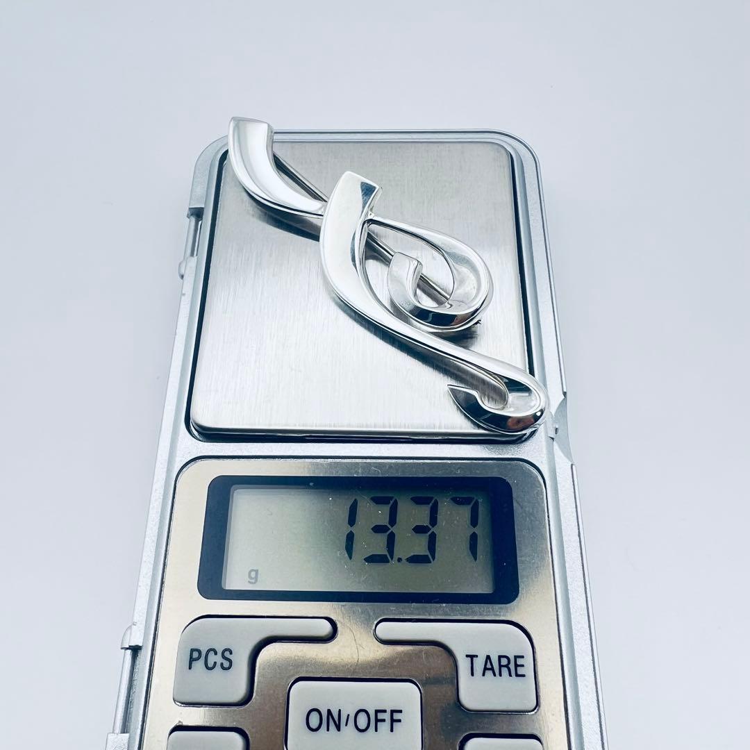 美品　レア　ティファニー　音符　ブローチ　ト音記号　シルバー