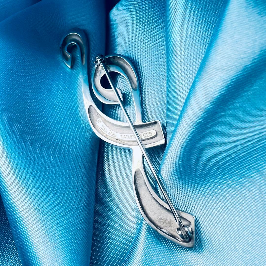 美品　レア　ティファニー　音符　ブローチ　ト音記号　シルバー