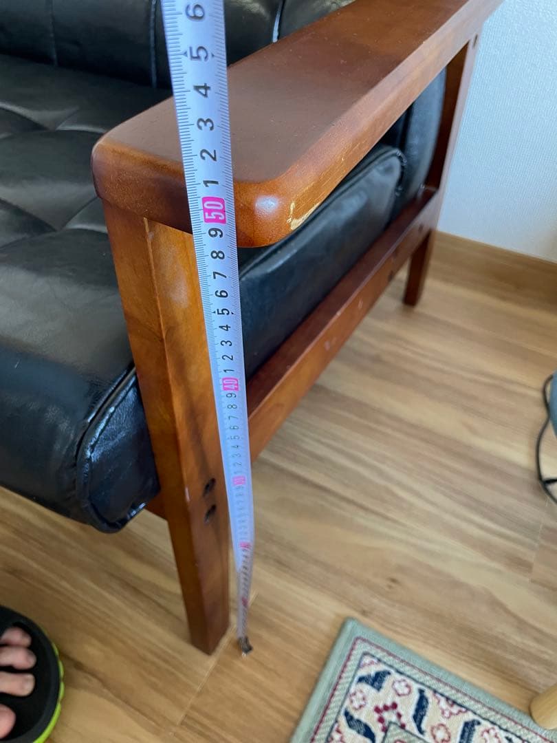 【カリモク風】ブラック 2人掛けソファ革(取りに来て頂ける方限定)