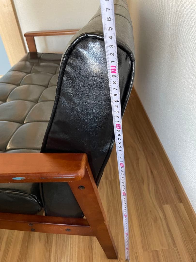 【カリモク風】ブラック 2人掛けソファ革(取りに来て頂ける方限定)