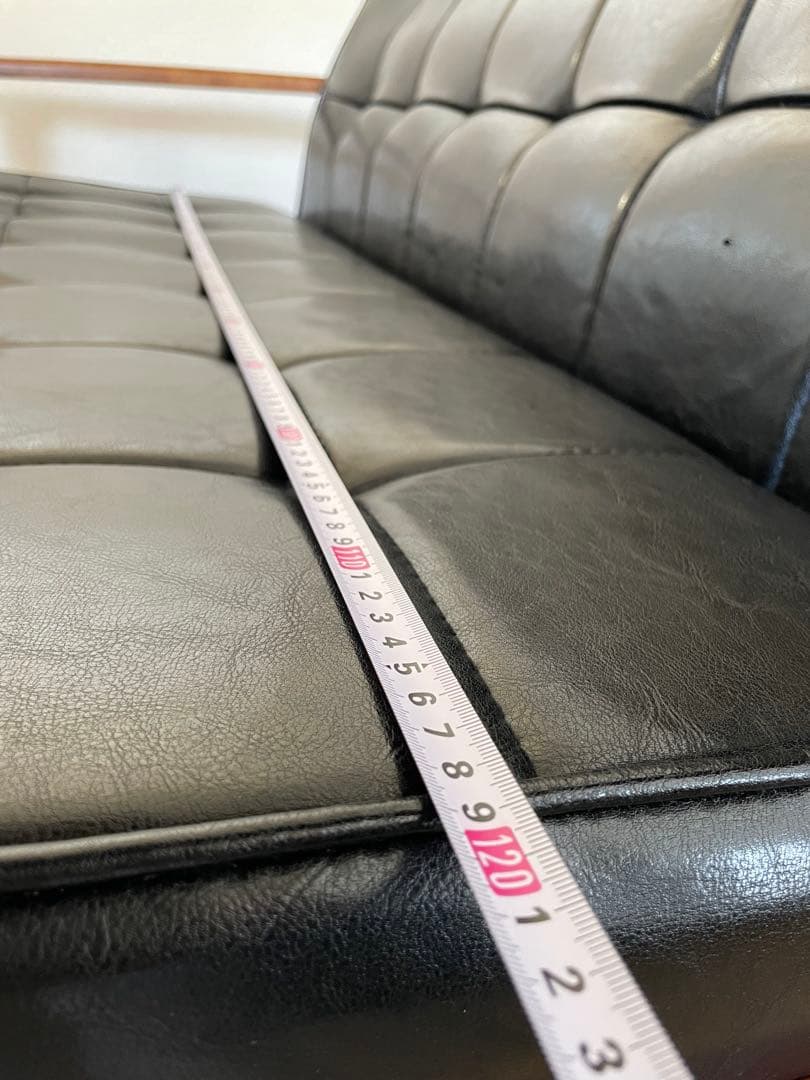 【カリモク風】ブラック 2人掛けソファ革(取りに来て頂ける方限定)