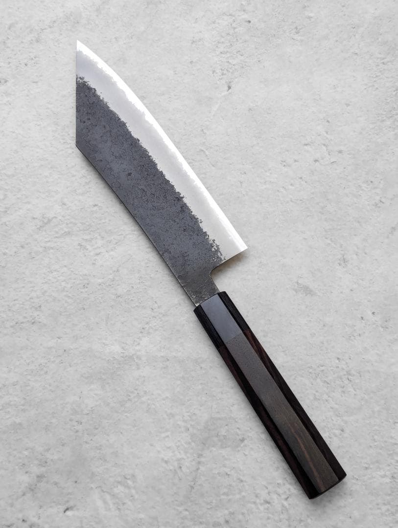 日野浦睦 Hinoura 黒打 梨地 青紙スーパー 博多包丁 180mm