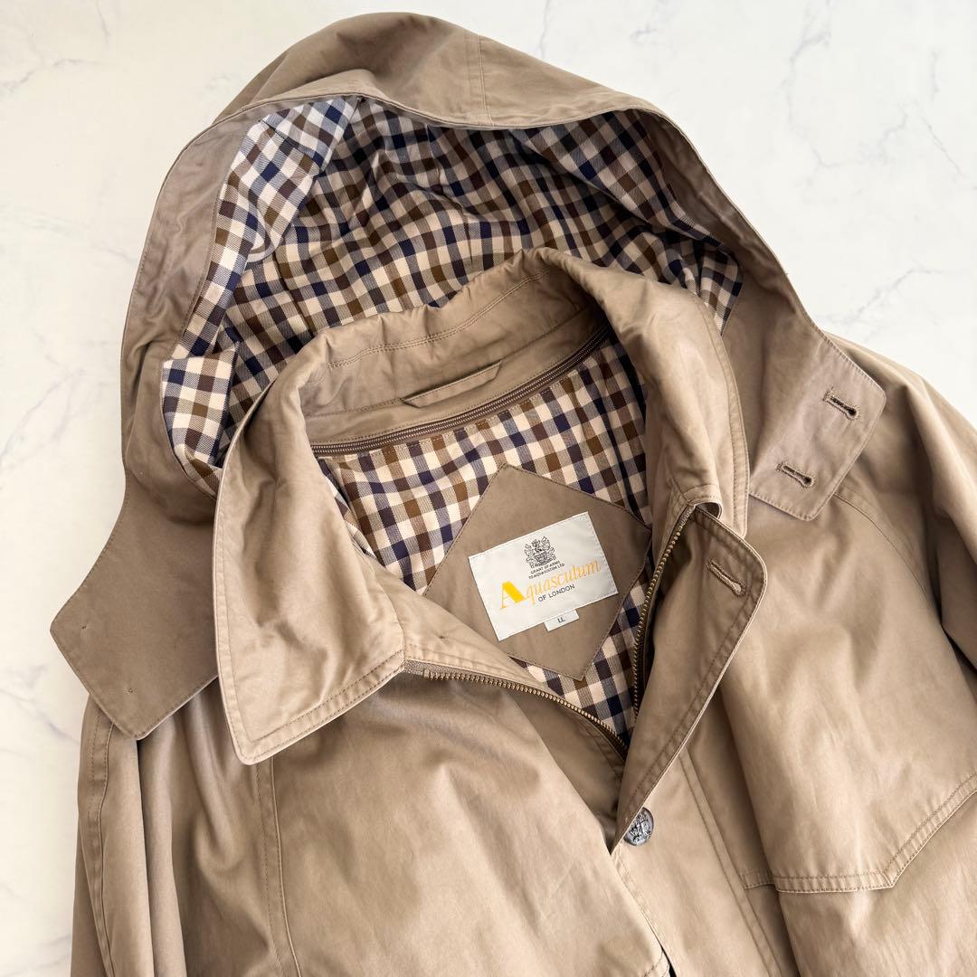 【美品】　アクアスキュータム モッズコート ライナー 裏地チェック ダウンコート
