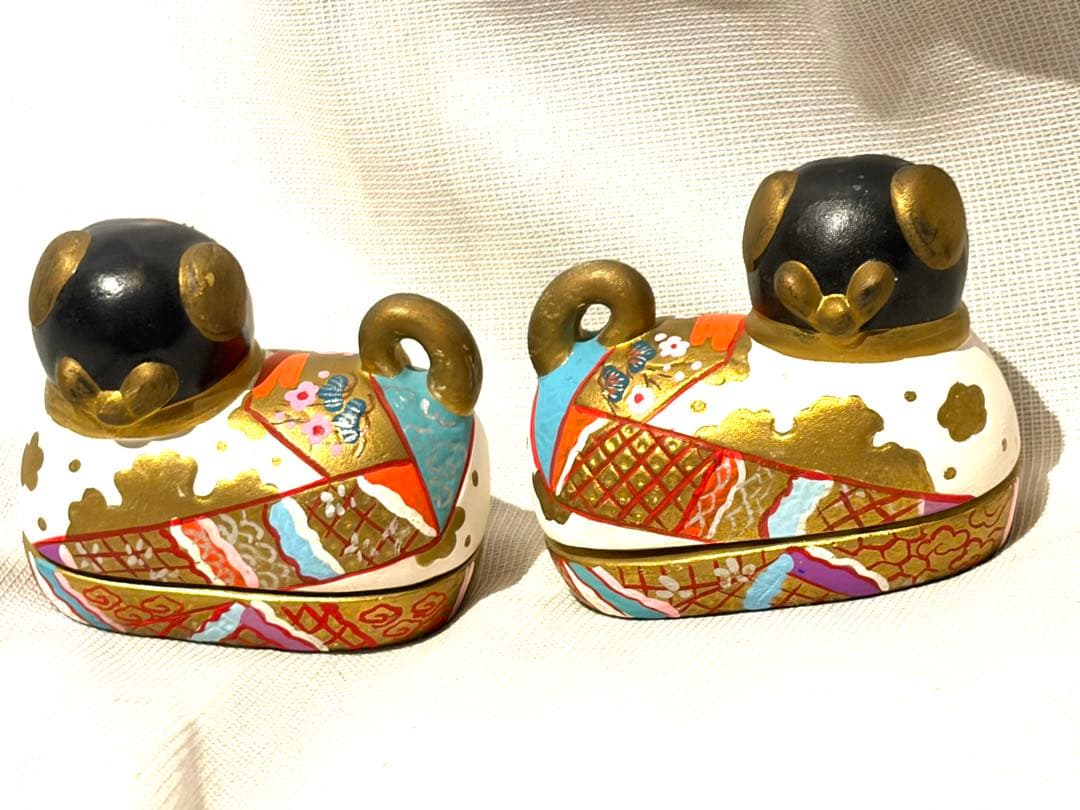 犬筥　一対　希少品　有職京都御所　安産祈願　蓋もの　雛人形　香合　古美術骨董