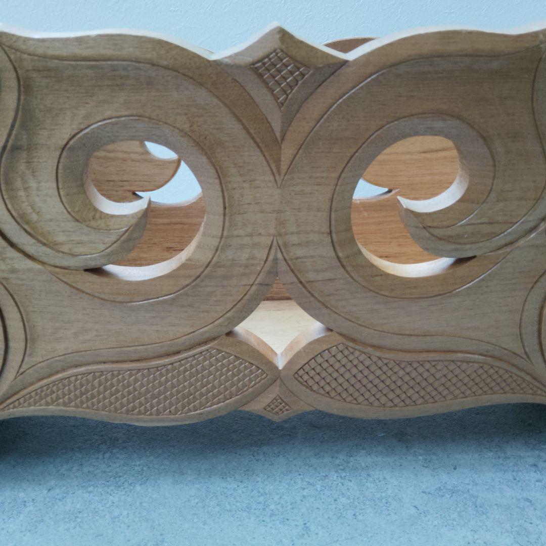 アイヌ紋様　木彫　マガジンラック　木製小物入れ　伝統工芸　民藝