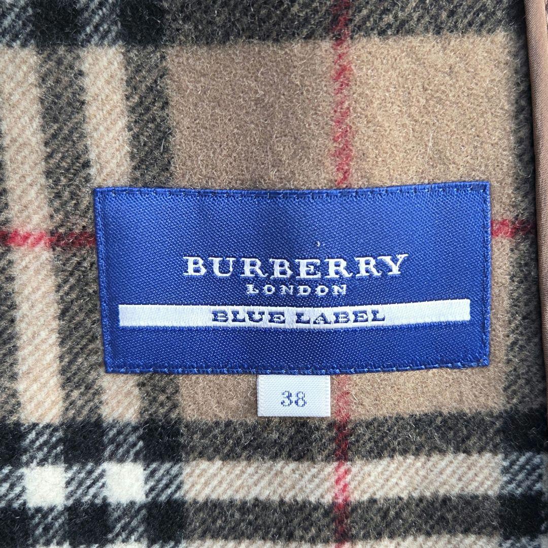 BURBERRYノバチェック　ホースロゴ刺繍　フーデットコート　レザー　ウール