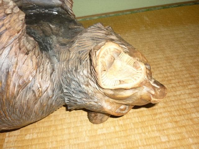 1940年代美品特大18kg位◆北海道 白老町 作家 雄峰作 木彫りの熊 民芸品