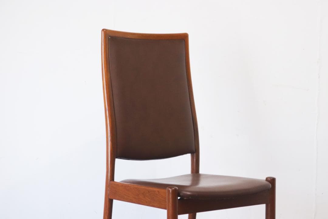 ヴィンテージ 山口木材工芸 チーク材 ダイニングチェア 椅子 低座 合皮 茶 1
