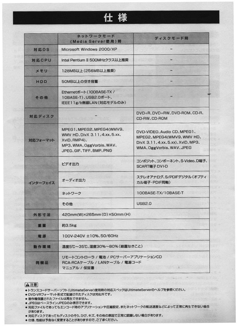 DVX-700 着脱式ハードディスク　ＤＶＤ、ＵＳＢ、メディアプレーヤー