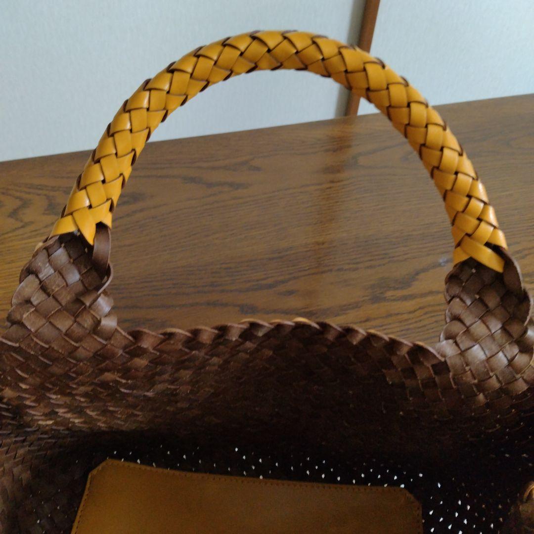 HIROFU イエロー 　レザーメッシュトート