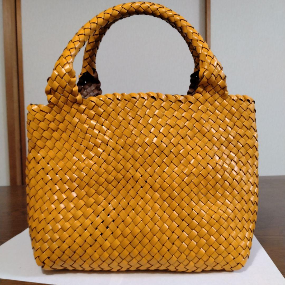HIROFU イエロー 　レザーメッシュトート