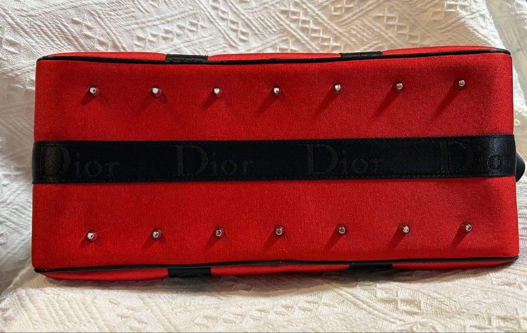 ゆ*ー様 クリスチャンディオール ハンドバッグ ショルダーバッグ 赤 ラインスト