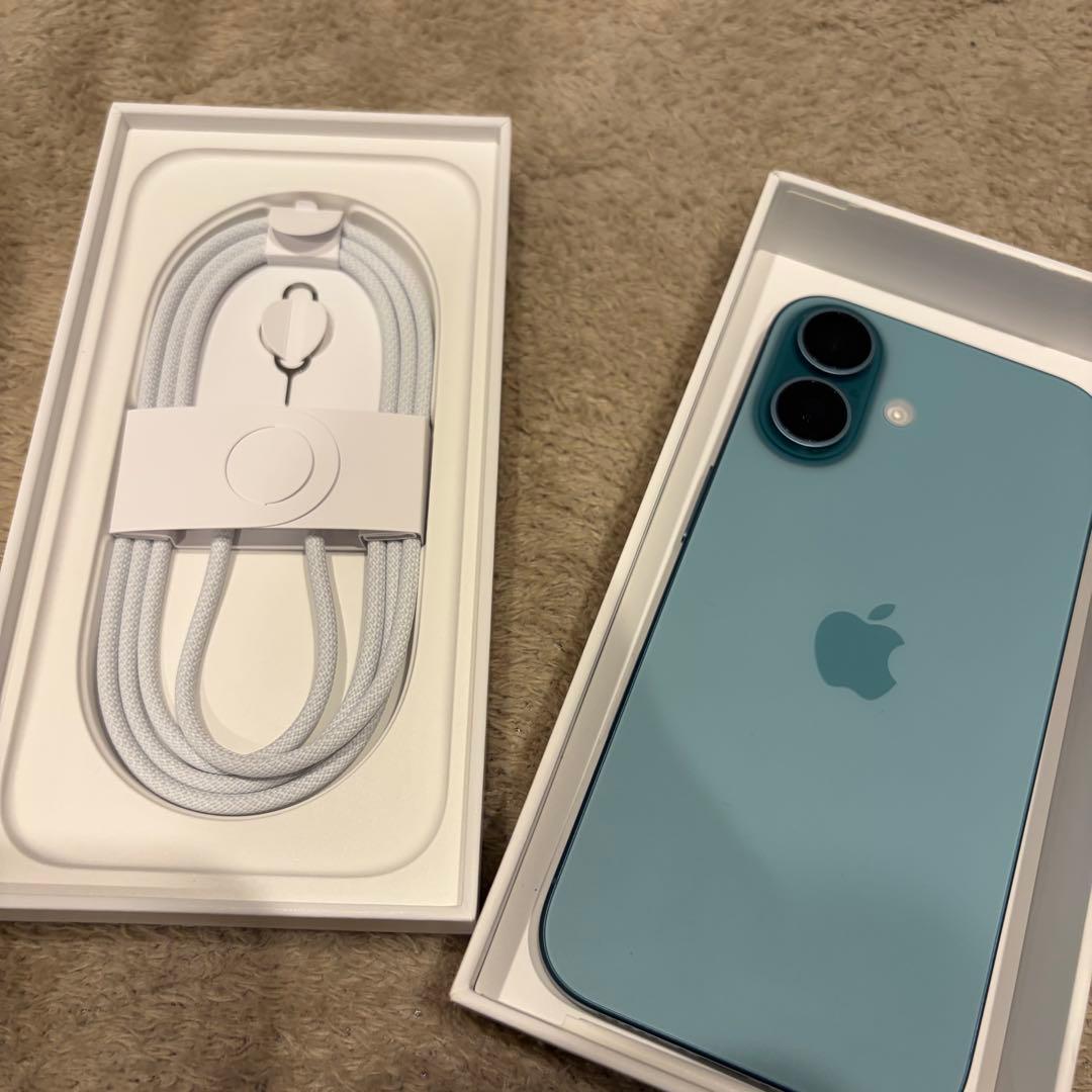 iPhone16 SIMフリー 256G ティール 純正付