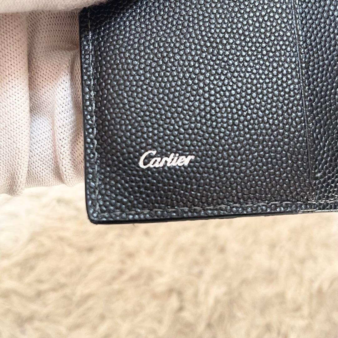【良品】カルティエ　カードケース　名刺入れ　レザー　シルバー金具　黒
