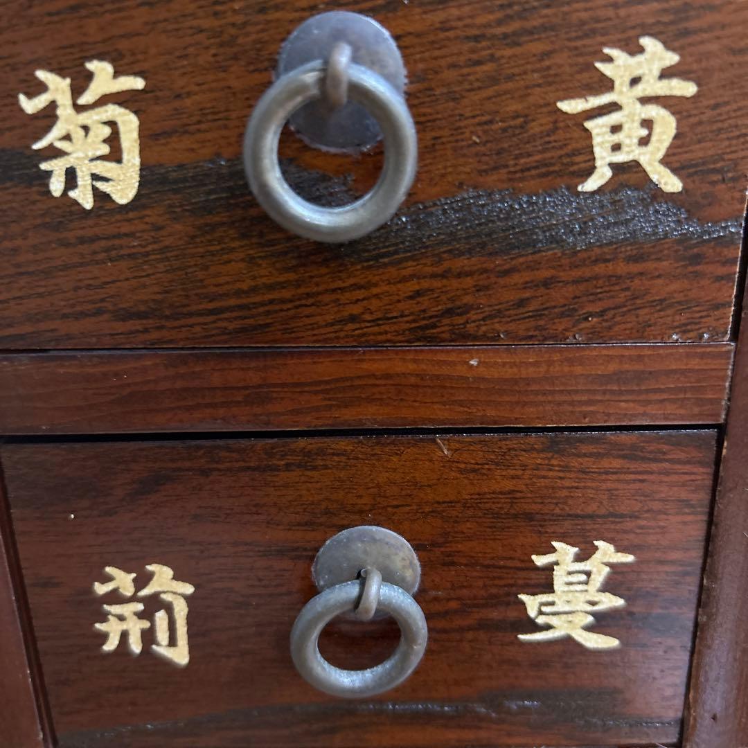 薬箪笥　骨董品　木製チェスト　引き出し16+1個　卓上チェスト　店舗什器