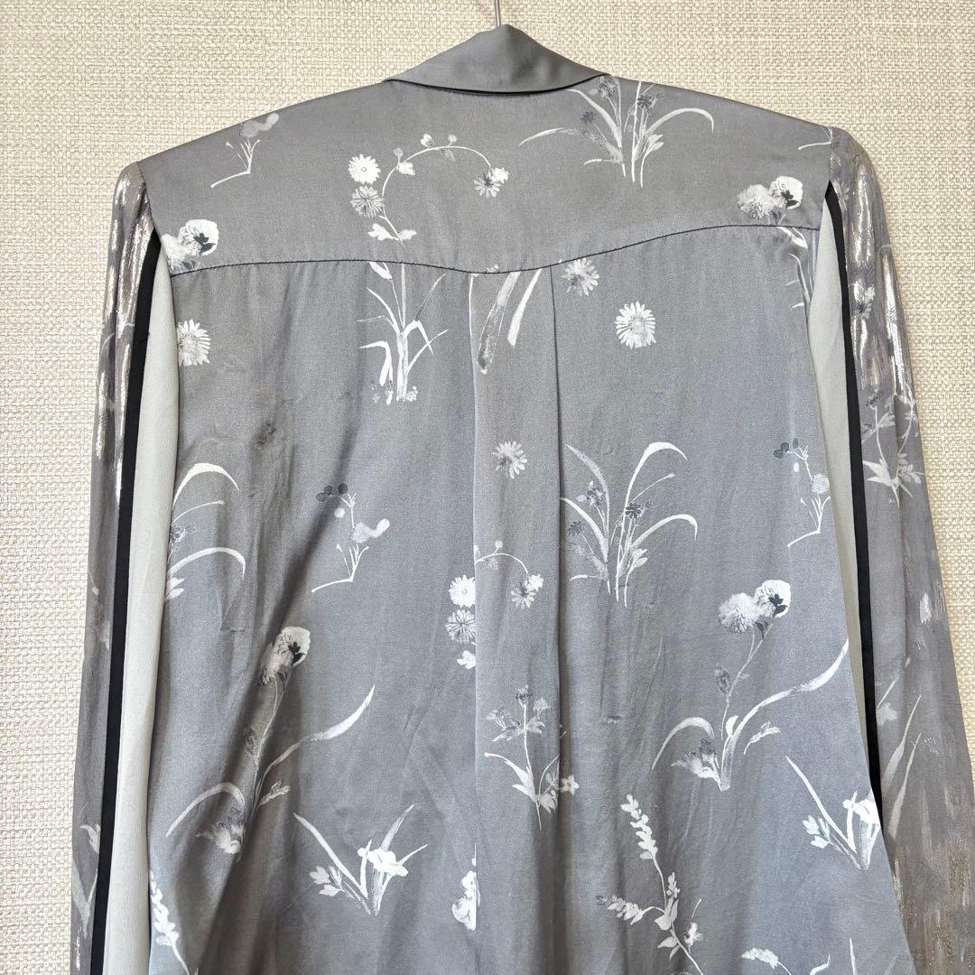 最終値下　19aw Silk Lame Print Sleeves Shirt
