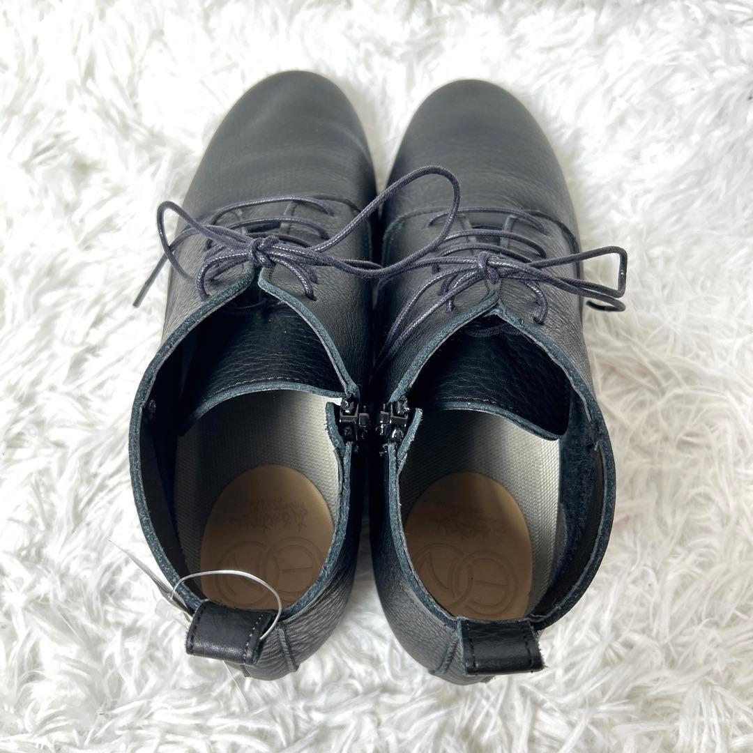 【新品ダグ付き】EN あしながおじさん レザーショートブーツ 24cm ブラック