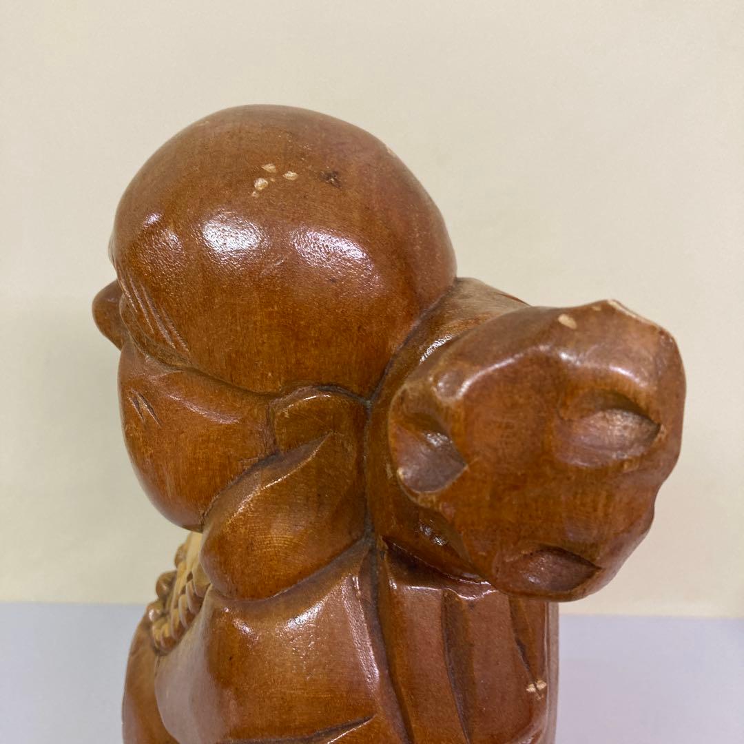 E-4 布袋様 七福神 仏像 木彫り 木製 置物 縁起物 #開運 金運 招福