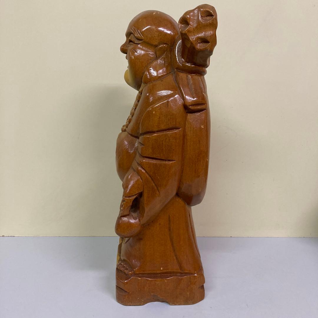 E-4 布袋様 七福神 仏像 木彫り 木製 置物 縁起物 #開運 金運 招福