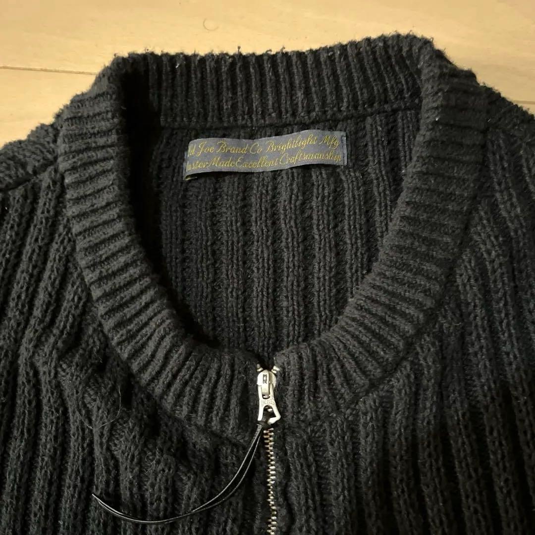 OLDJOE&CO オールドジョー　ブラック　ニット ジップアップ　38