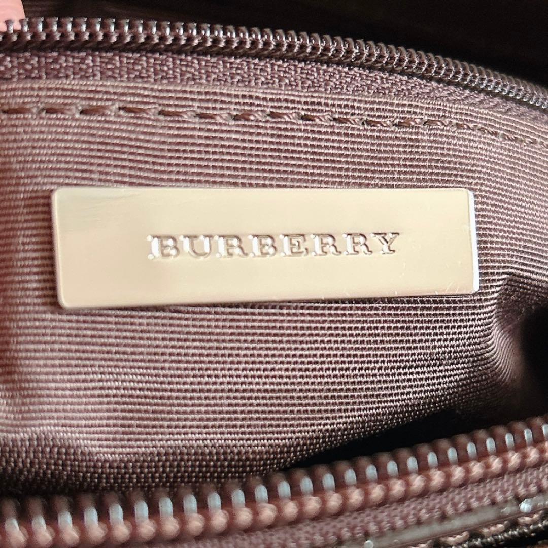 美品⁂バーバリー⁂ショルダーバッグ　キャンバスレザー　ノバチェック　ブラウン