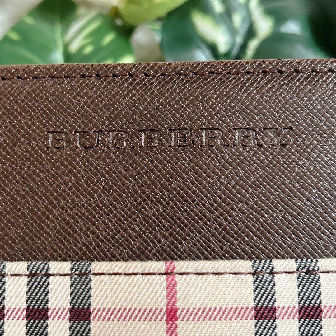 美品⁂バーバリー⁂ショルダーバッグ　キャンバスレザー　ノバチェック　ブラウン