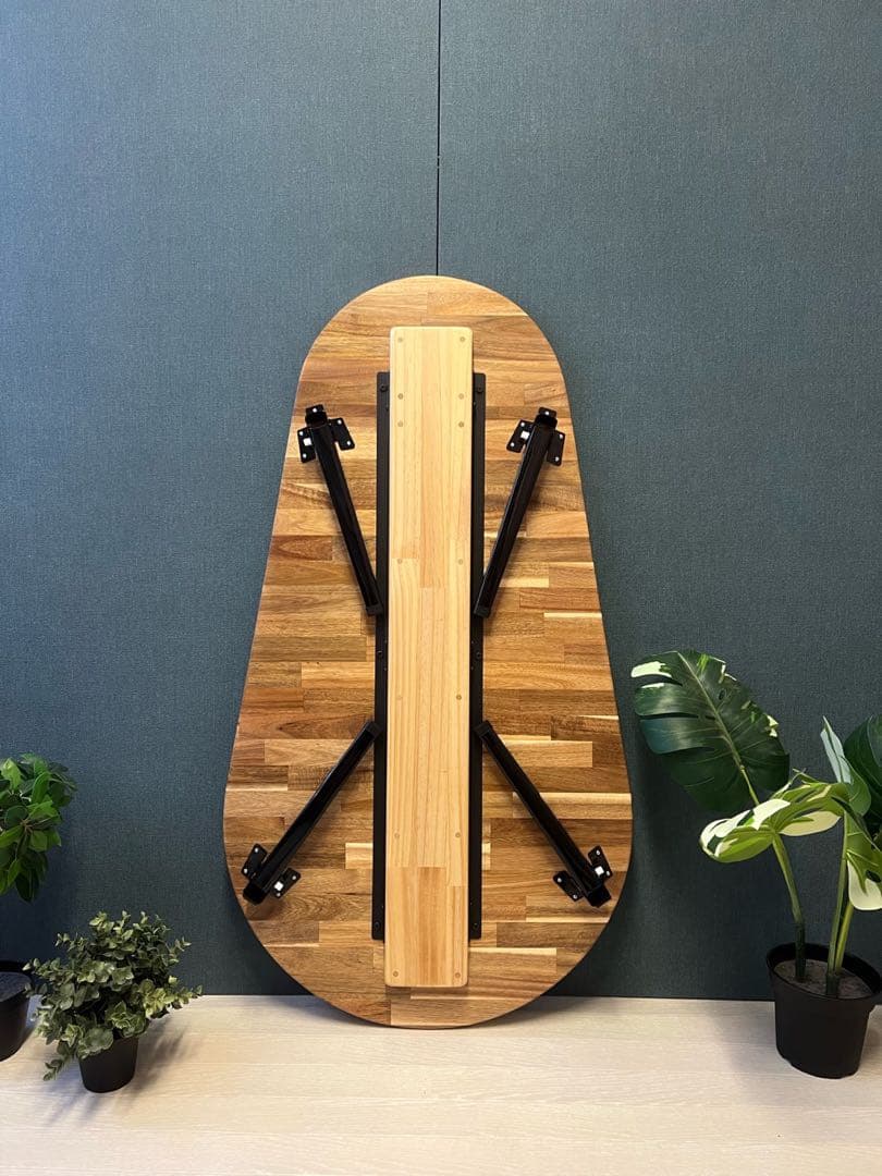 【送料無料】 ローテーブル だるま形 120cm 60cm アカシア 折り畳み脚