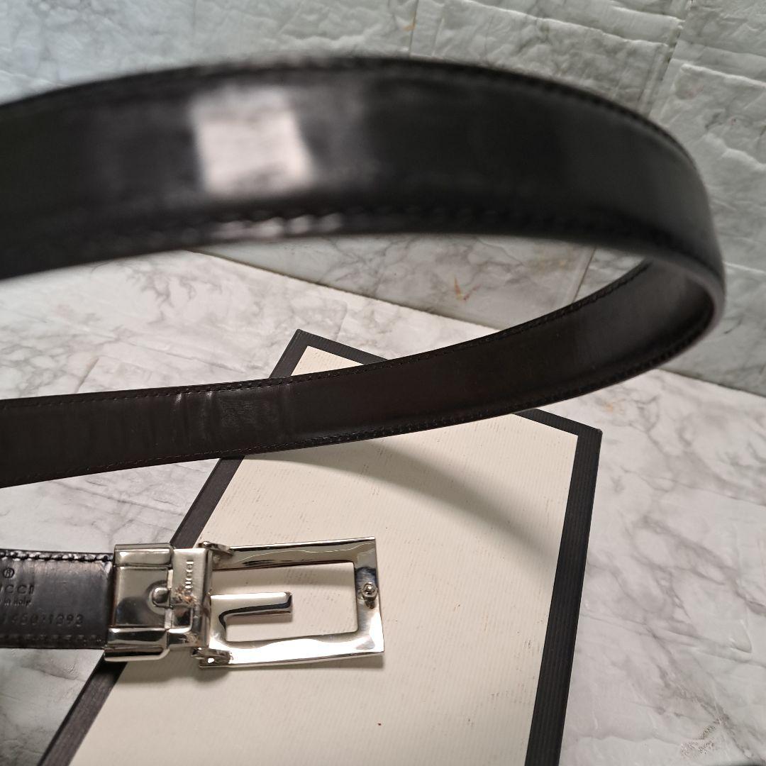 ✨美品✨GUCCI グッチ ベルト Gバックル シルバー金具 本革 ビジネス