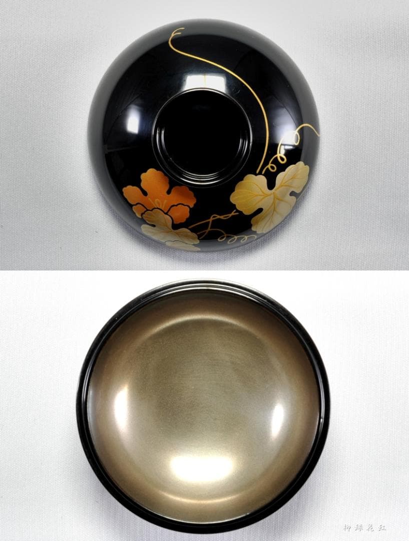 静峰 輪島塗 瓢箪形 瓢蒔絵 内銀溜 箸洗 五 共箱 懐石道具