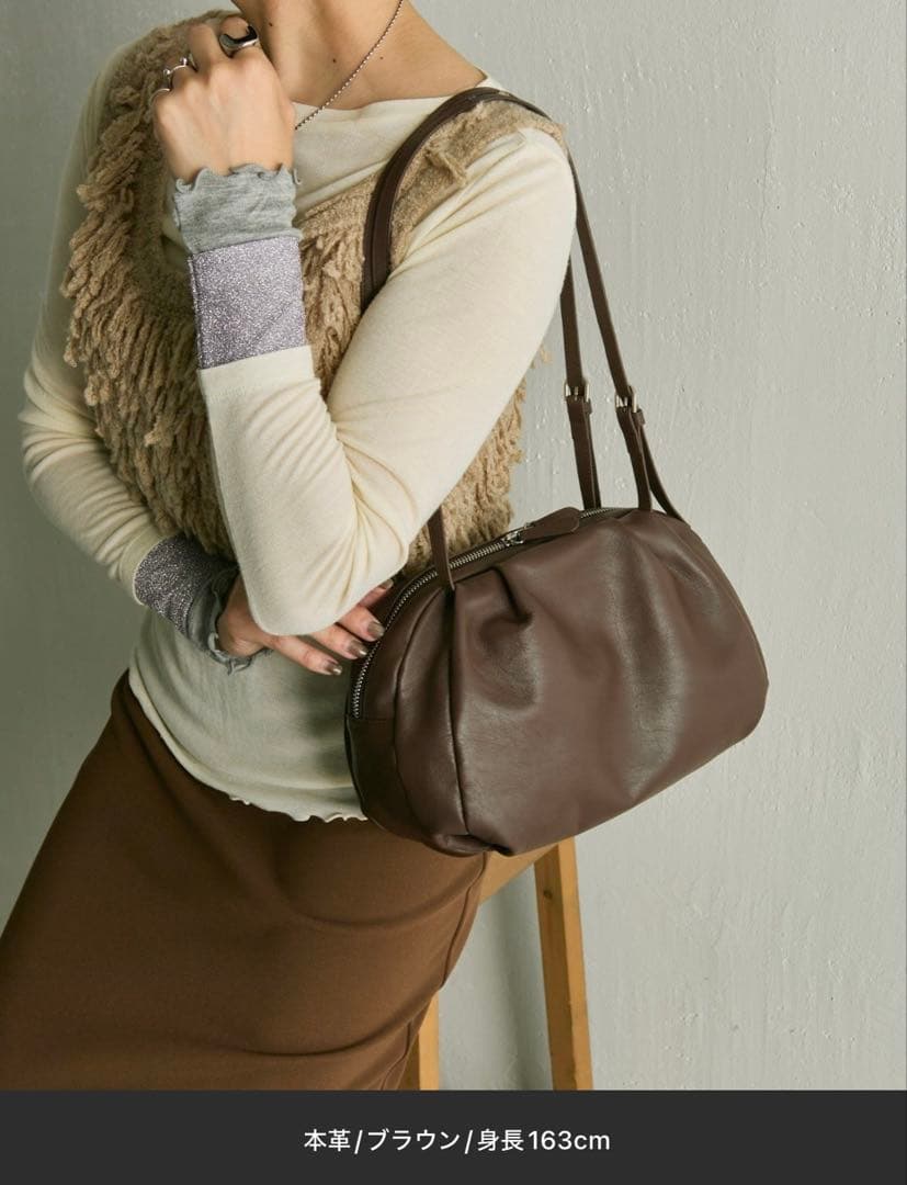 ear PAPILLONNER コロンボストンバッグ ブラウン 本革/430ｇ