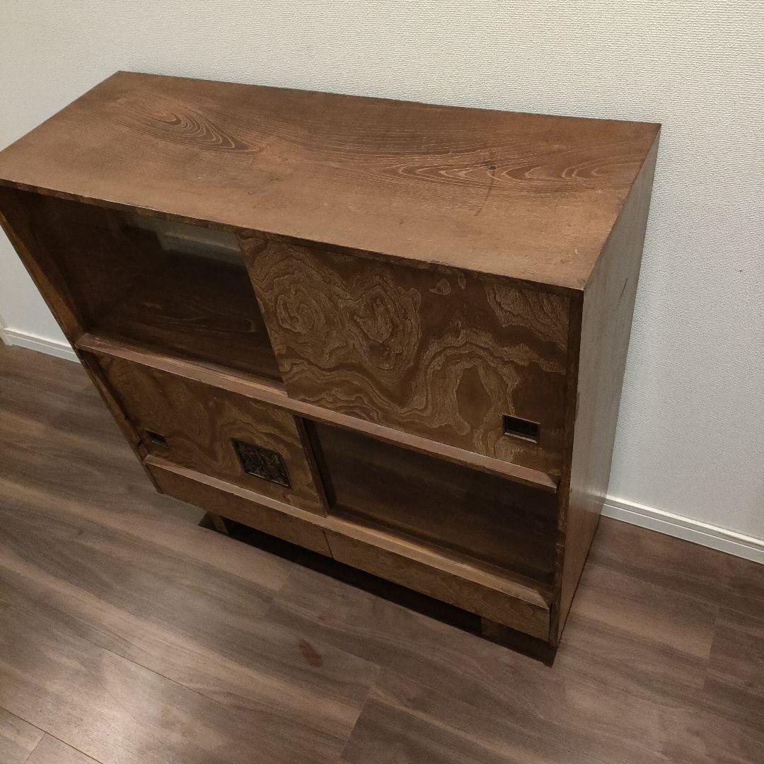 木製ガラス扉収納キャビネット