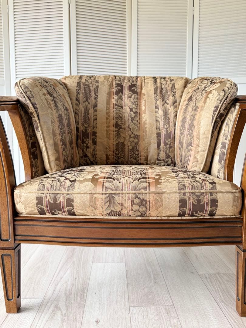 ロゼ　マルニ木工 地中海ロイヤル シャルル アームチェア 1人掛けソファ