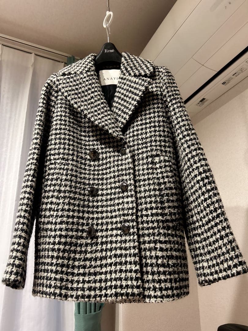 アナイ現行品【新品未使用タグ付き】ループ千鳥ツイードPコート34