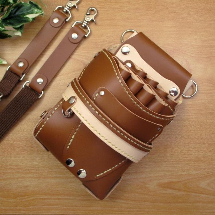 【トリマー向き】 ８丁差し 本革シザーケース　キャメル　TSC-13/CCA