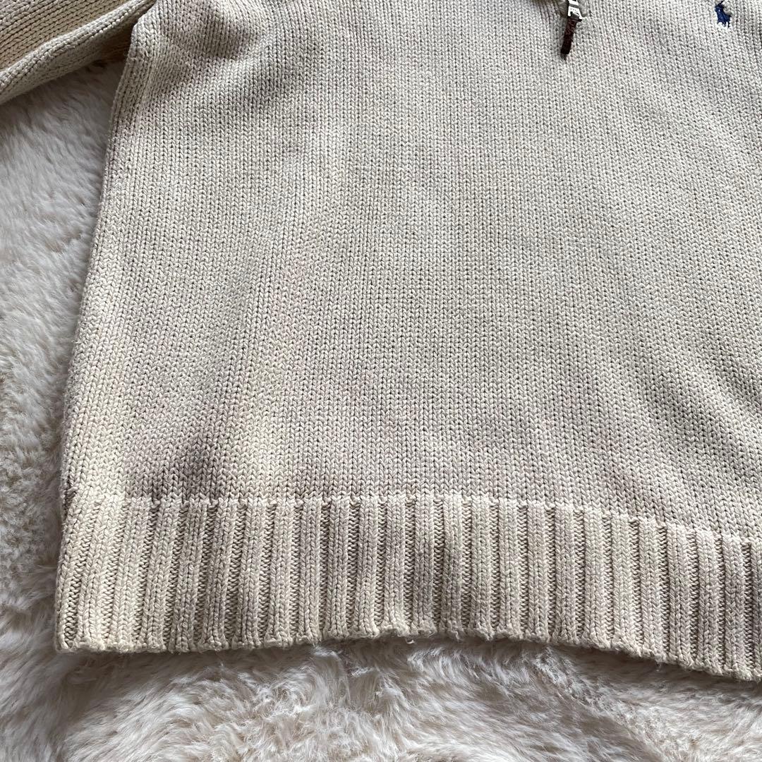 希少　美品　ポロバイラルフローレン　XL ハーフジップニット　コットン　ポニー