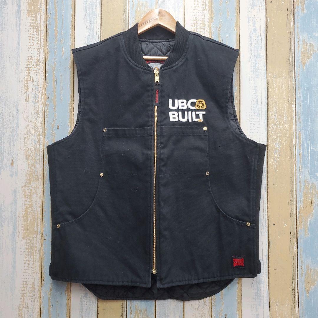 HA194☆タフダック☆ダックベスト☆ビッグロゴ刺繍☆ピットブル☆黒☆L相当