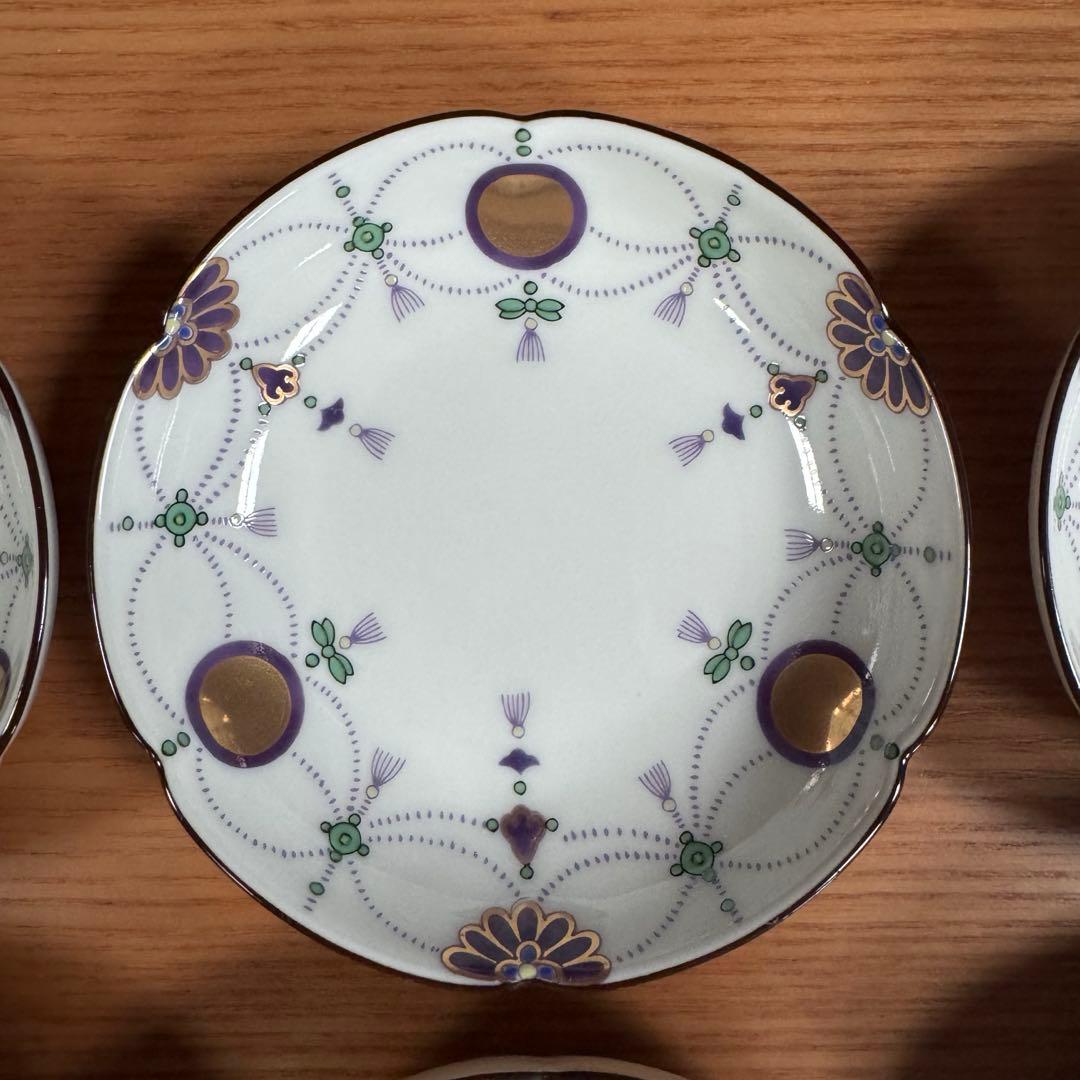 有田焼：賞美堂：其泉窯：錦瓔珞文 小皿（パープル）6枚セット☆