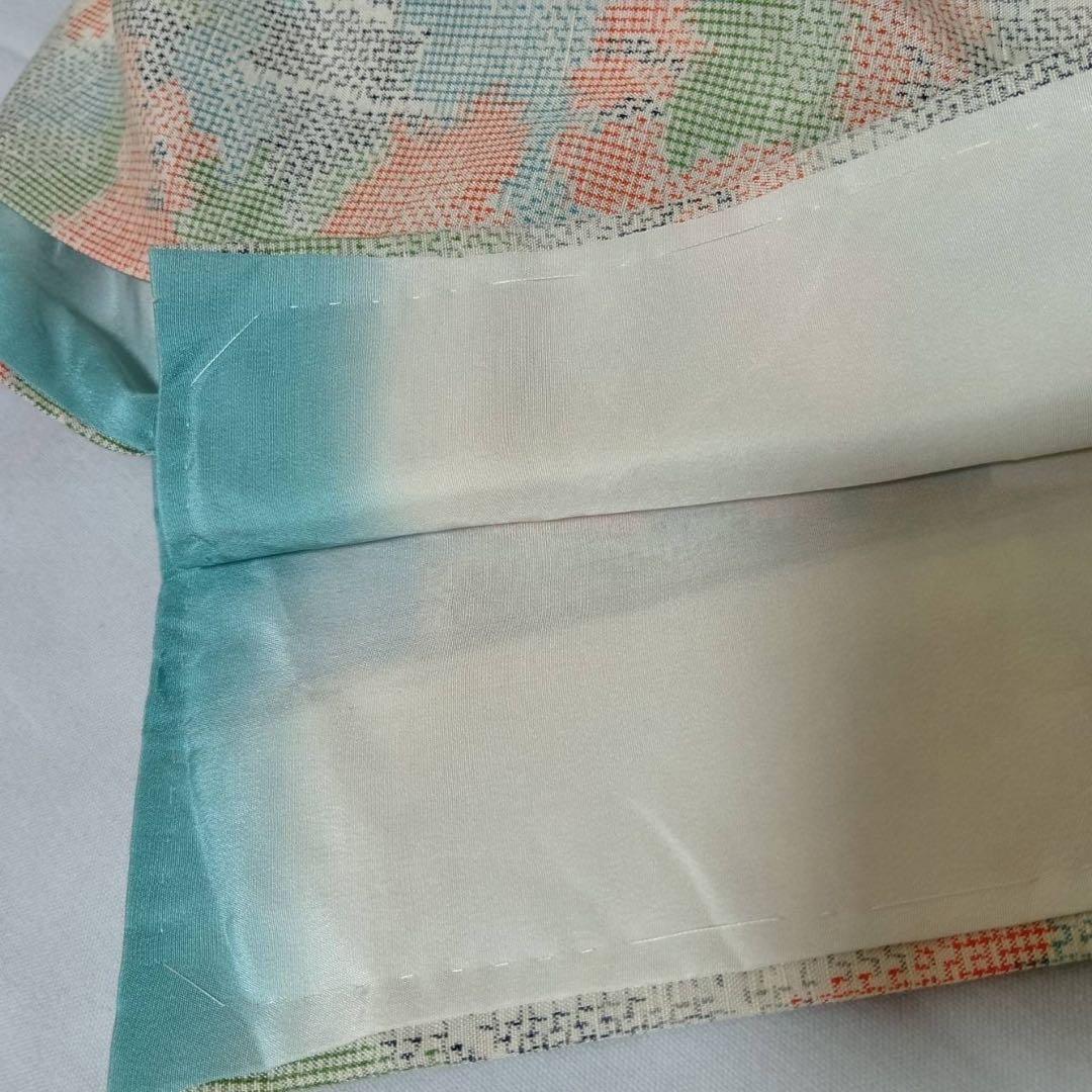 ほ*ん様 タ8879 未使用近い　美品　袷　紬　白紬　十日町紬系　小紋　正絹　フ