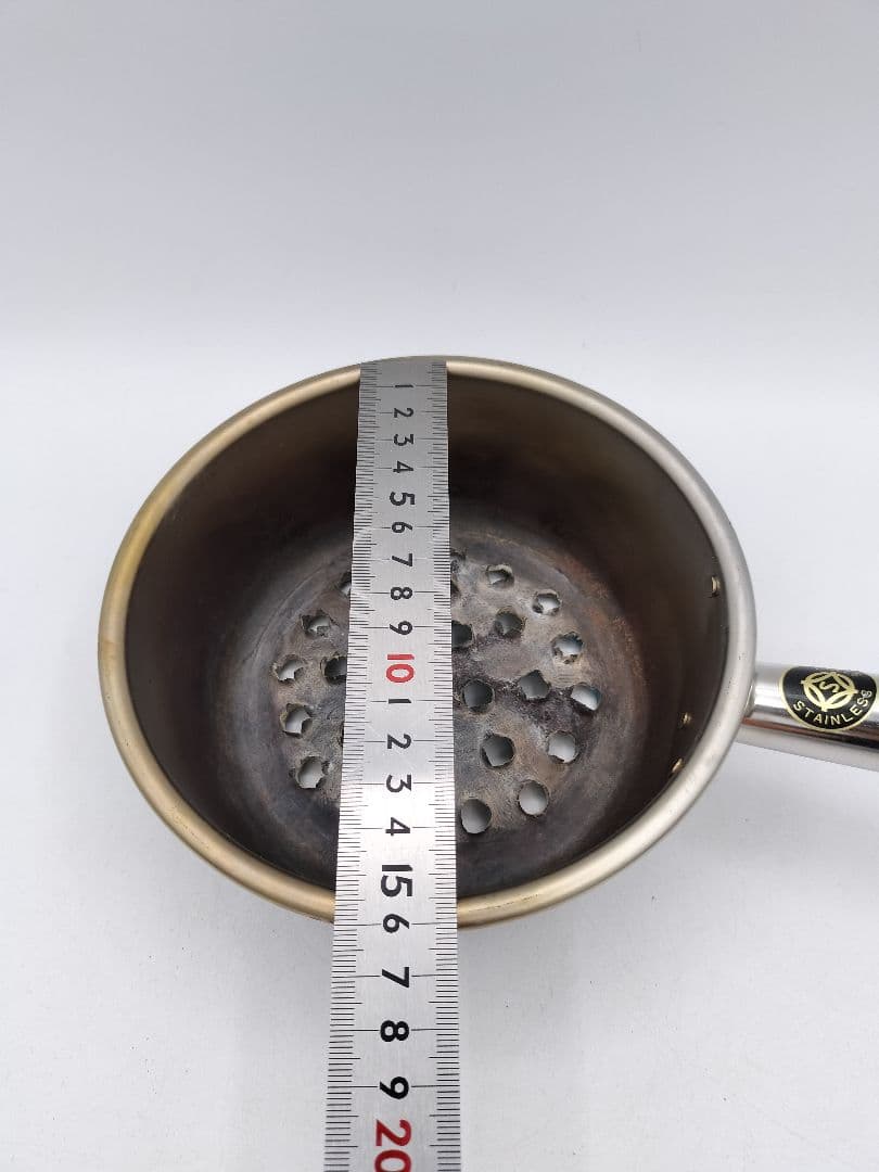 c872 台付十能火起こしセット ステンレス 茶道具 古物