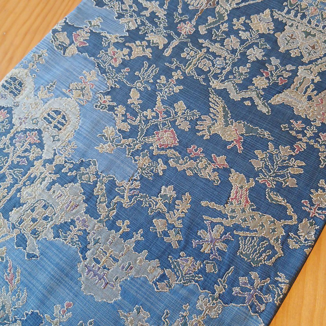 メルヘンなブルーの袋帯(青・六通)