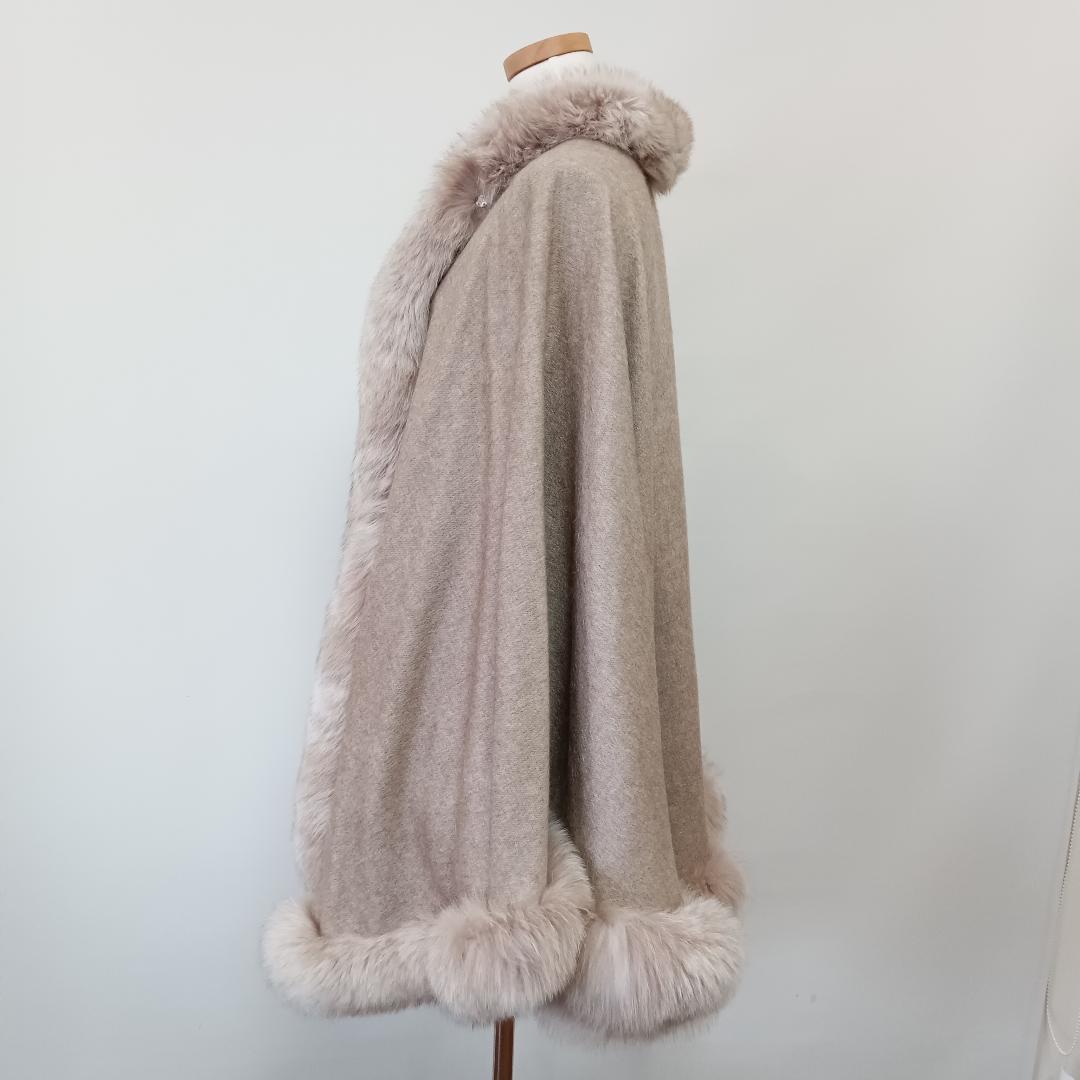 PIACENZA リアルファー ケープ クローク ブルーフォックス 毛皮