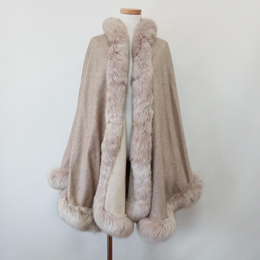 PIACENZA リアルファー ケープ クローク ブルーフォックス 毛皮